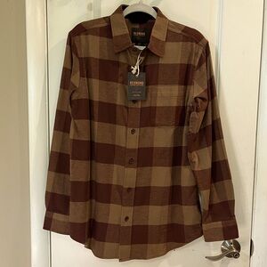NWT Redmond Clothing Outfitters Plaid Cotton Flannel Button Down Sz M Tan/ Rust
